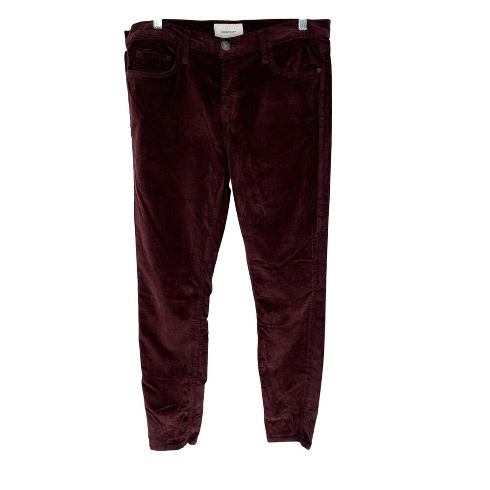 Current / Elliott Velvet Pants Women Size 32 Fudge The Stiletto Cotton Blend NEW